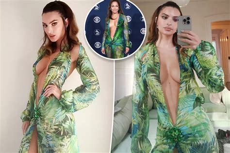 Emily Ratajkowski channels Jennifer Lopez in plunging Versace 